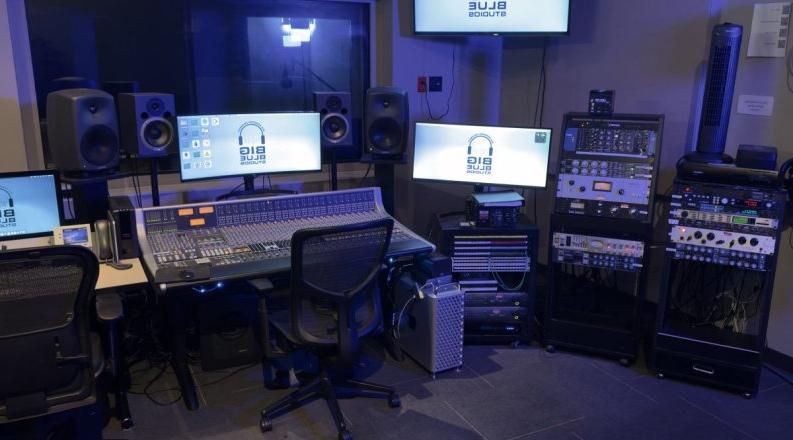 The inside of a recording studio at ODU.